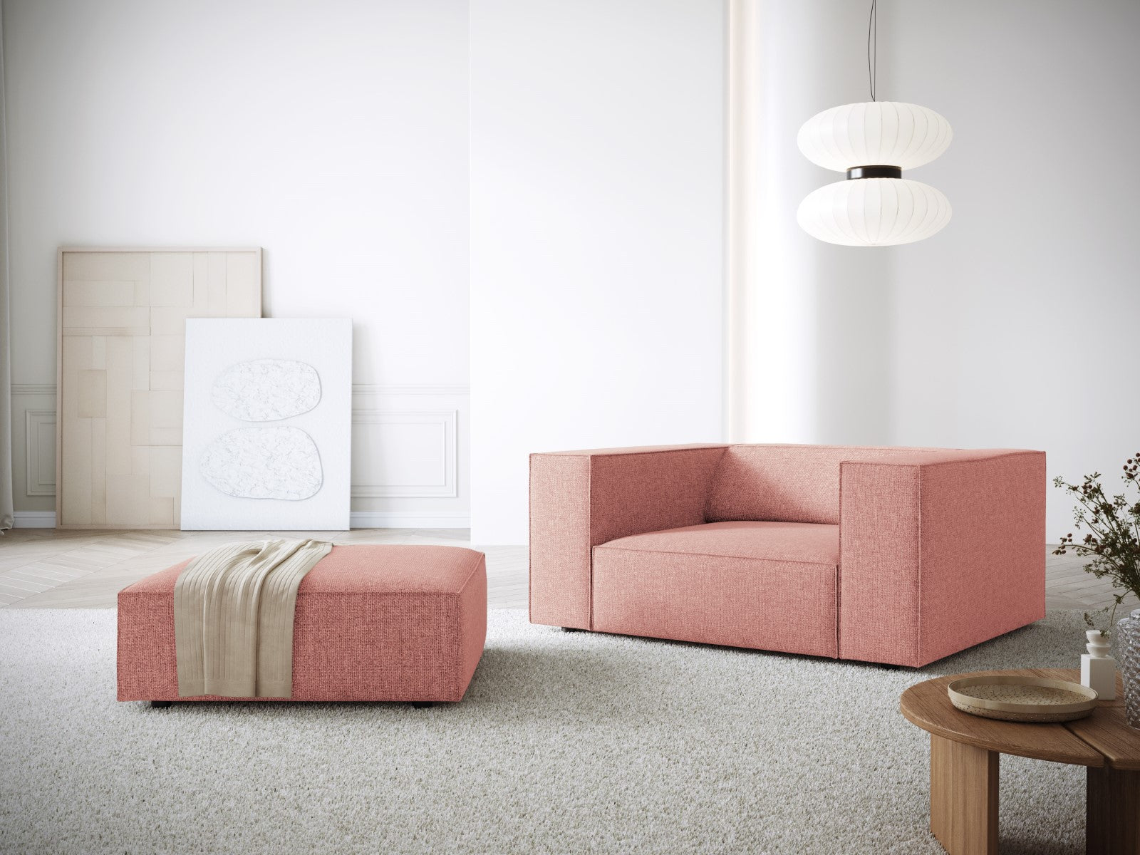 Cosmopolitan Design - Pouf "Arendal" in ciniglia rosa 