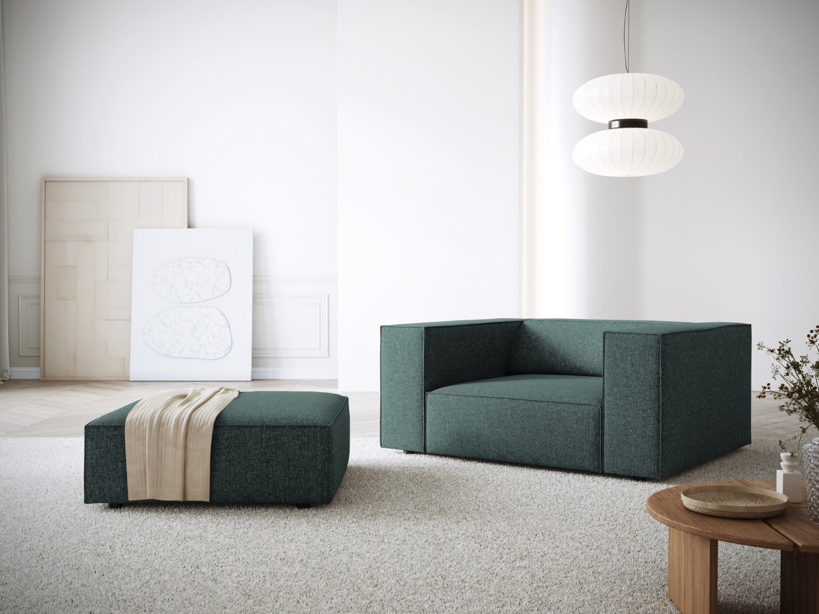 Cosmopolitan Design - Pouf "Arendal" in ciniglia petrolio 
