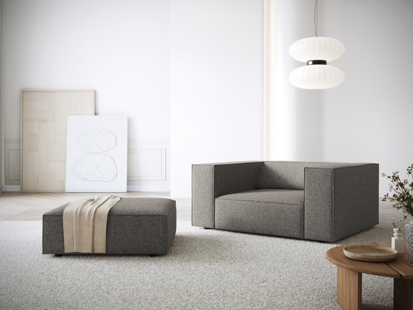 Cosmopolitan Design - Pouf "Arendal" in ciniglia grigio 