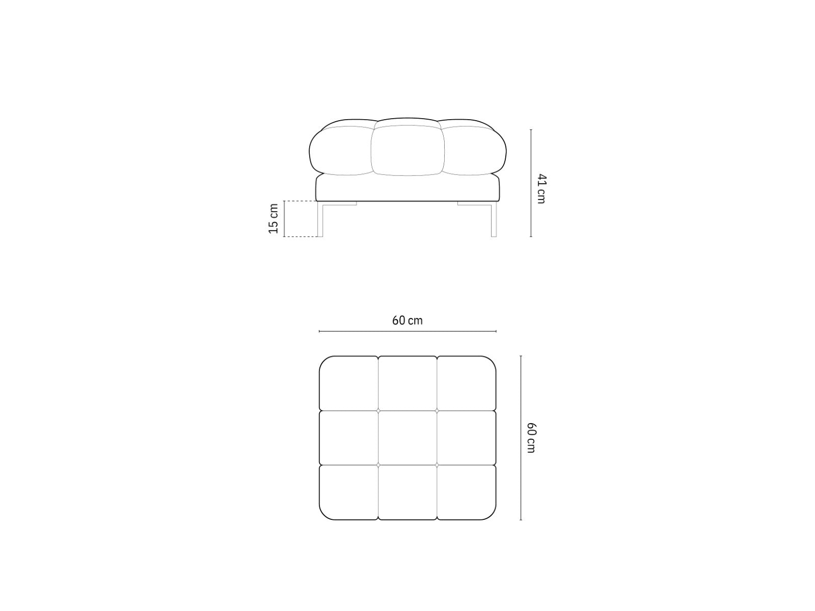 Cosmopolitan Design - Pouf "Bali" in velluto nero 