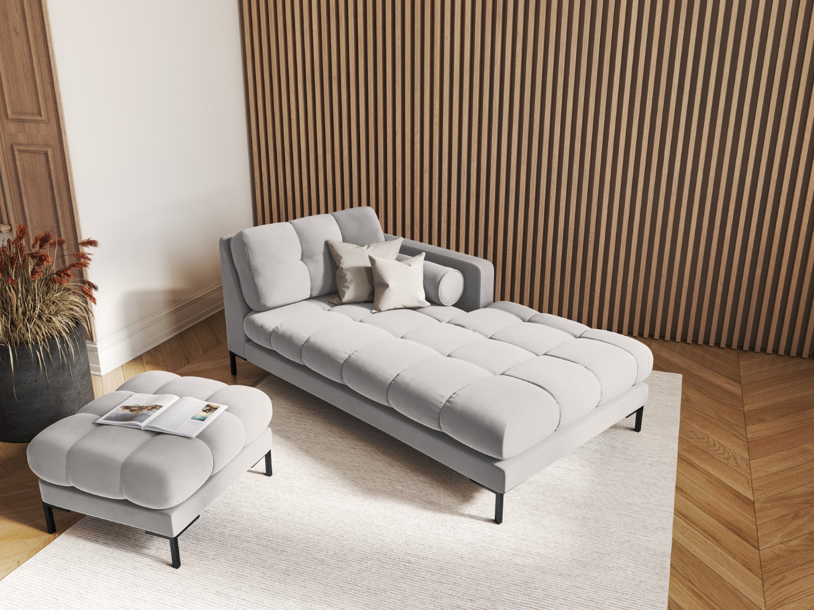 Cosmopolitan Design - Pouf "Bali" in velluto argento 