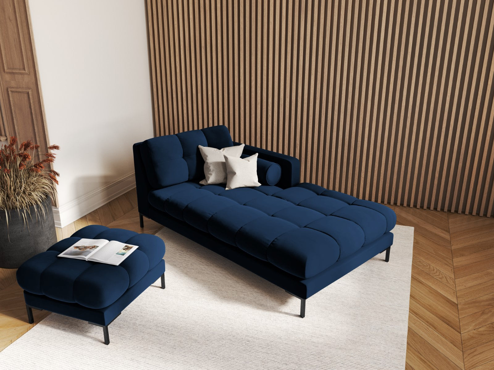 Cosmopolitan Design - Pouf "Bali" in velluto blu reale 