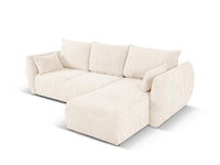 Cosmopolitan Design - Divano convertibile angolare destro con contenitore "Matera" 4 posti in ciniglia beige chiaro 