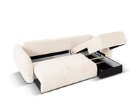 Cosmopolitan Design - Divano convertibile angolare destro con contenitore "Matera" 4 posti in ciniglia beige chiaro 