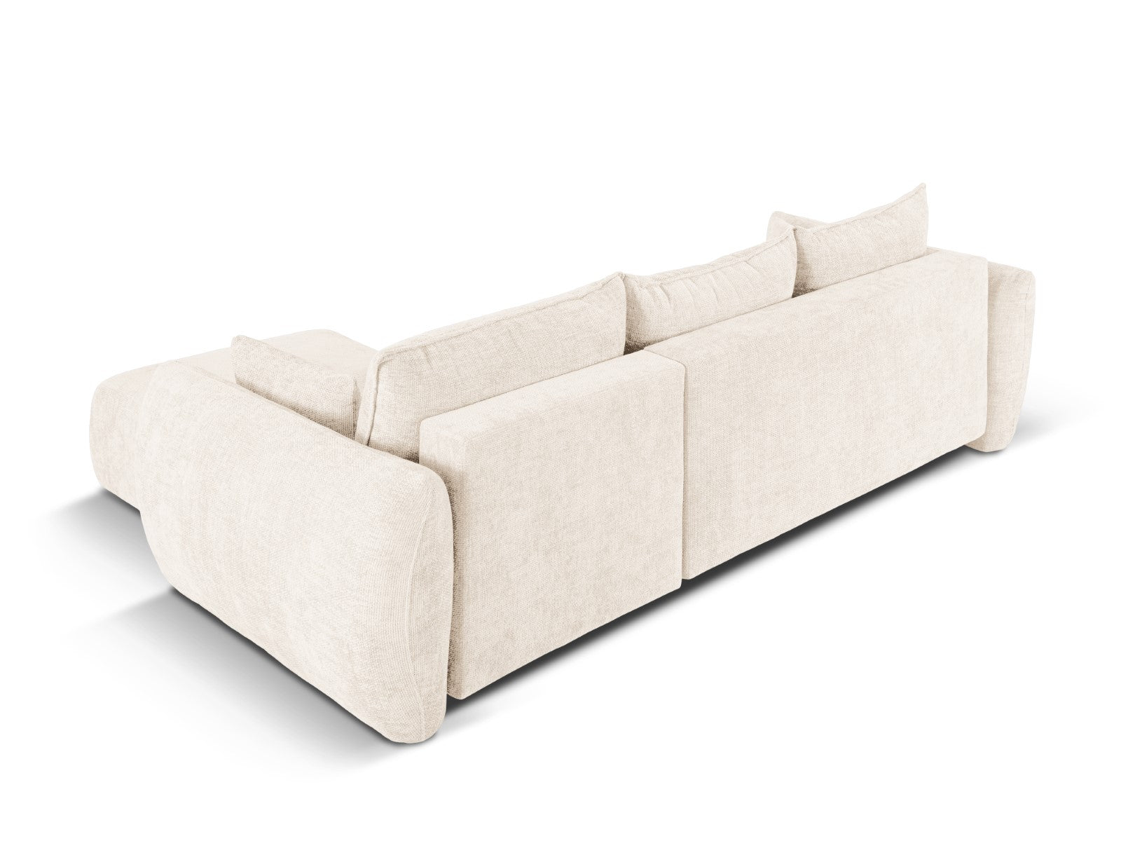 Cosmopolitan Design - Divano convertibile angolare destro con contenitore "Matera" 4 posti in ciniglia beige chiaro 