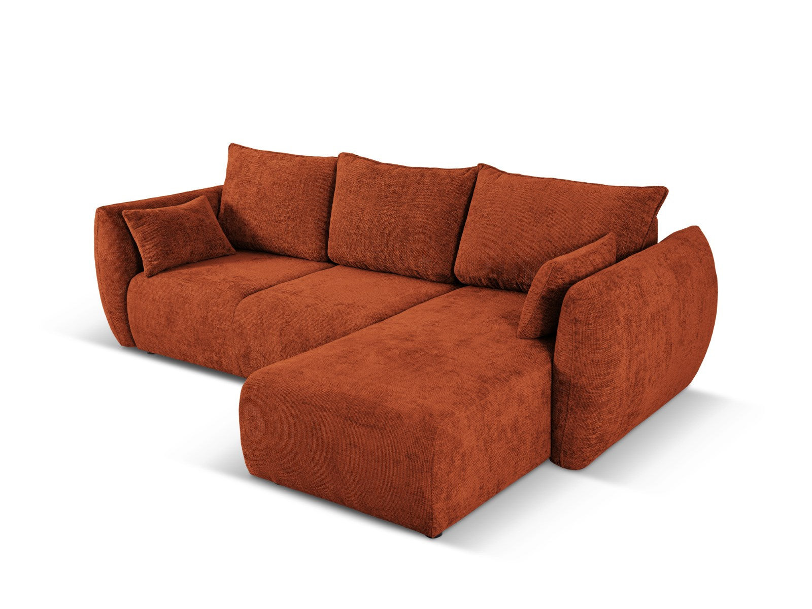 Cosmopolitan Design - Divano convertibile angolare destro con contenitore "Matera" 4 posti in ciniglia terracotta 