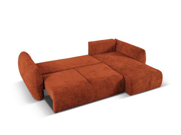 Cosmopolitan Design - Divano convertibile angolare destro con contenitore "Matera" 4 posti in ciniglia terracotta 