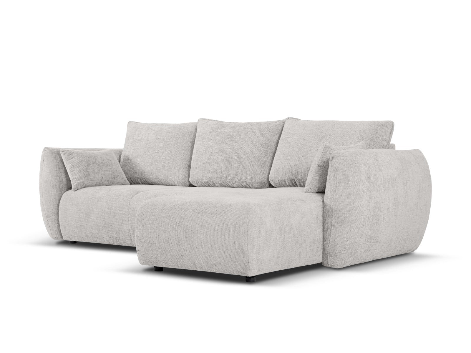 Cosmopolitan Design - Divano convertibile angolare destro con contenitore "Matera" 4 posti in ciniglia grigio chiaro 