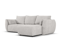 Cosmopolitan Design - Divano convertibile angolare destro con contenitore "Matera" 4 posti in ciniglia grigio chiaro 