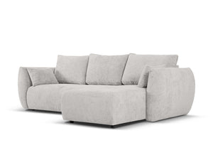 Cosmopolitan Design - Divano convertibile angolare destro con contenitore "Matera" 4 posti in ciniglia grigio chiaro 