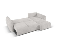 Cosmopolitan Design - Divano convertibile angolare destro con contenitore "Matera" 4 posti in ciniglia grigio chiaro 