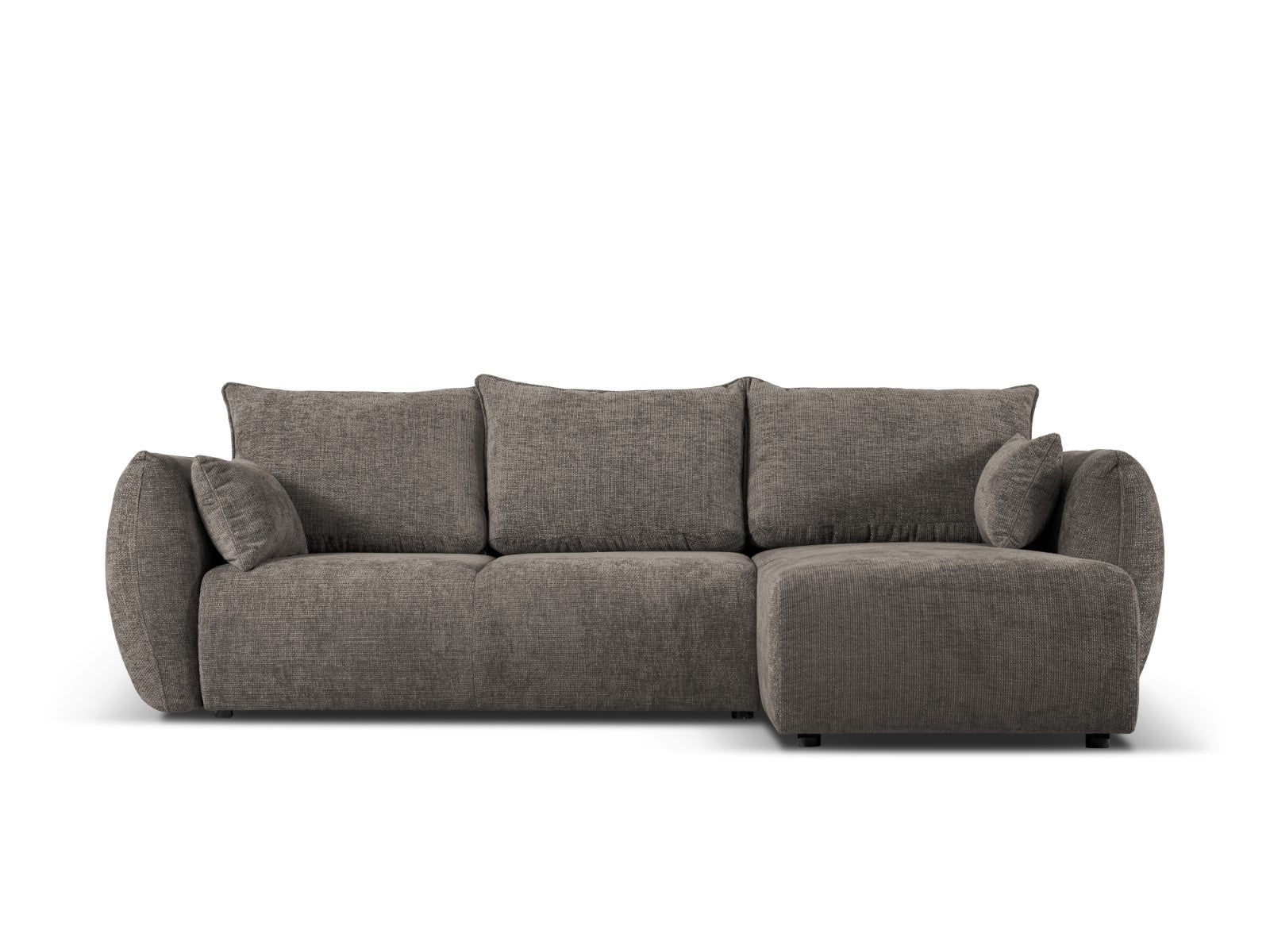 Cosmopolitan Design - Divano convertibile angolare destro con contenitore "Matera" 4 posti in ciniglia grigio 