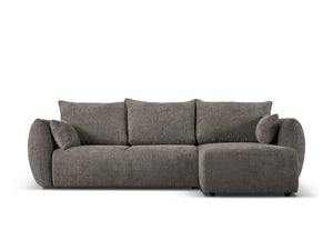 Cosmopolitan Design - Divano convertibile angolare destro con contenitore "Matera" 4 posti in ciniglia grigio 