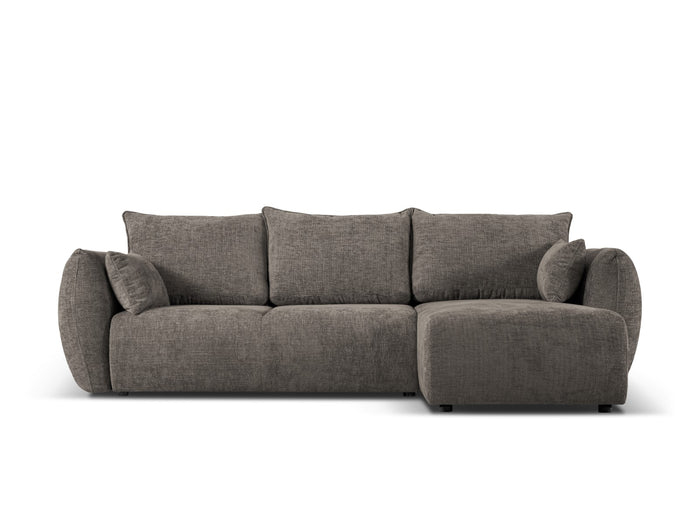 Cosmopolitan Design - Divano convertibile angolare destro con contenitore "Matera" 4 posti in ciniglia grigio 