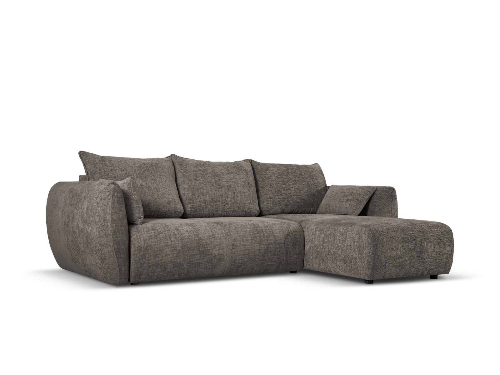 Cosmopolitan Design - Divano convertibile angolare destro con contenitore "Matera" 4 posti in ciniglia grigio 