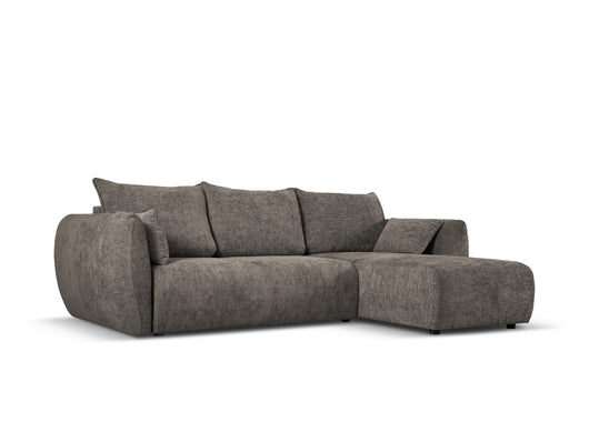 Cosmopolitan Design - Divano convertibile angolare destro con contenitore "Matera" 4 posti in ciniglia grigio 