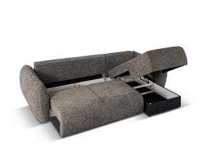 Cosmopolitan Design - Divano convertibile angolare destro con contenitore "Matera" 4 posti in ciniglia grigio 