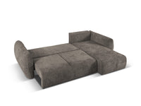 Cosmopolitan Design - Divano convertibile angolare destro con contenitore "Matera" 4 posti in ciniglia grigio 