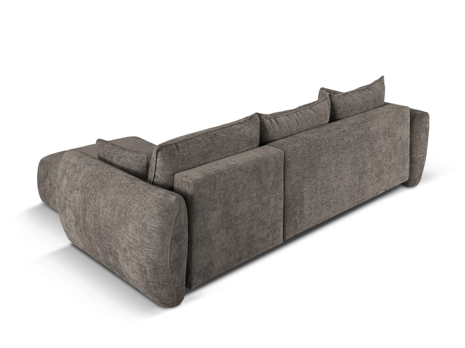 Cosmopolitan Design - Divano convertibile angolare destro con contenitore "Matera" 4 posti in ciniglia grigio 