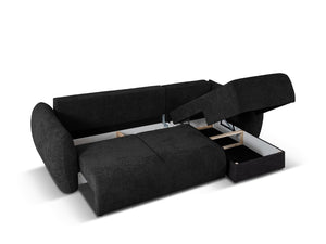 Cosmopolitan Design - Divano convertibile angolare destro con contenitore "Matera" 4 posti in ciniglia nero 
