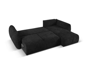 Cosmopolitan Design - Divano convertibile angolare destro con contenitore "Matera" 4 posti in ciniglia nero 