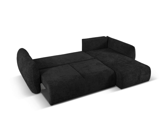 Cosmopolitan Design - Divano convertibile angolare destro con contenitore "Matera" 4 posti in ciniglia nero 