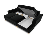 Cosmopolitan Design - Divano convertibile angolare destro con contenitore "Kyoto" 4 posti in velluto nero 