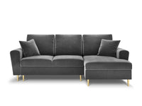 Cosmopolitan Design - Divano convertibile angolare destro con contenitore "Kyoto" 4 posti in velluto grigio chiaro 