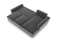 Cosmopolitan Design - Divano convertibile angolare destro con contenitore "Kyoto" 4 posti in velluto grigio chiaro 