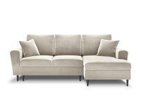 Cosmopolitan Design - Divano convertibile angolare destro con contenitore "Kyoto" 4 posti in velluto beige chiaro 