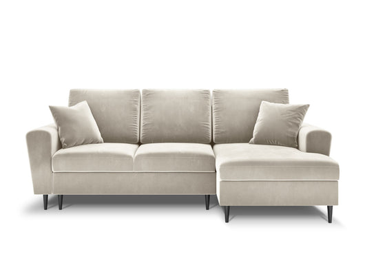 Cosmopolitan Design - Divano convertibile angolare destro con contenitore "Kyoto" 4 posti in velluto beige chiaro 