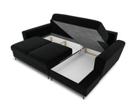 Cosmopolitan Design - Divano convertibile angolare destro con contenitore "Kyoto" 4 posti in velluto nero 