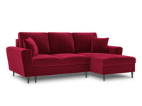 Cosmopolitan Design - Divano convertibile angolare destro con contenitore "Kyoto" 4 posti in velluto rosso 