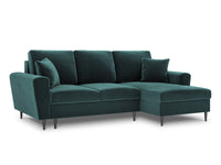 Cosmopolitan Design - Divano convertibile angolare destro con contenitore "Kyoto" 4 posti in velluto petrolio 