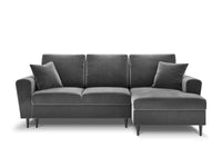 Cosmopolitan Design - Divano convertibile angolare destro con contenitore "Kyoto" 4 posti in velluto grigio chiaro 