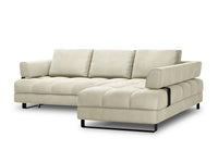 Cosmopolitan Design - Divano convertibile angolare destro con contenitore "Clinton" 5 posti in velluto beige chiaro 