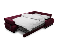 Cosmopolitan Design - Divano convertibile angolare destro con contenitore "Clinton" 5 posti in velluto rosso scuro 