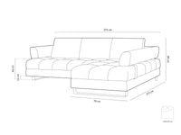 Cosmopolitan Design - Divano convertibile angolare destro con contenitore "Clinton" 5 posti in velluto azzurro 