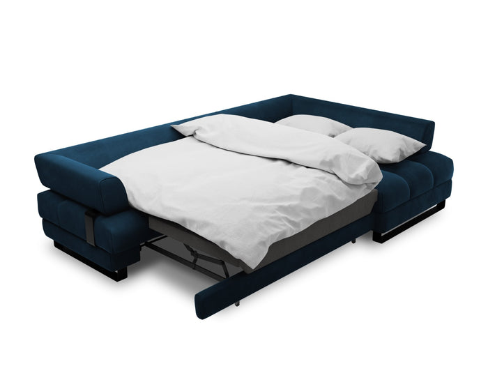 Cosmopolitan Design - Divano convertibile angolare destro con contenitore "Clinton" 5 posti in velluto blu reale 