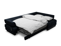 Cosmopolitan Design - Divano convertibile angolare destro con contenitore "Clinton" 5 posti in velluto blu scuro 