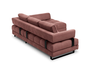 Cosmopolitan Design - Divano convertibile angolare destro con contenitore "Clinton" 5 posti in velluto rosa 