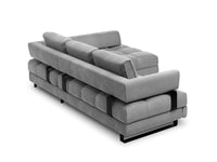 Cosmopolitan Design - Divano convertibile angolare destro con contenitore "Clinton" 5 posti in velluto grigio chiaro 