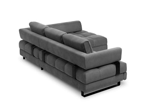 Cosmopolitan Design - Divano convertibile angolare destro con contenitore "Clinton" 5 posti in velluto grigio scuro 