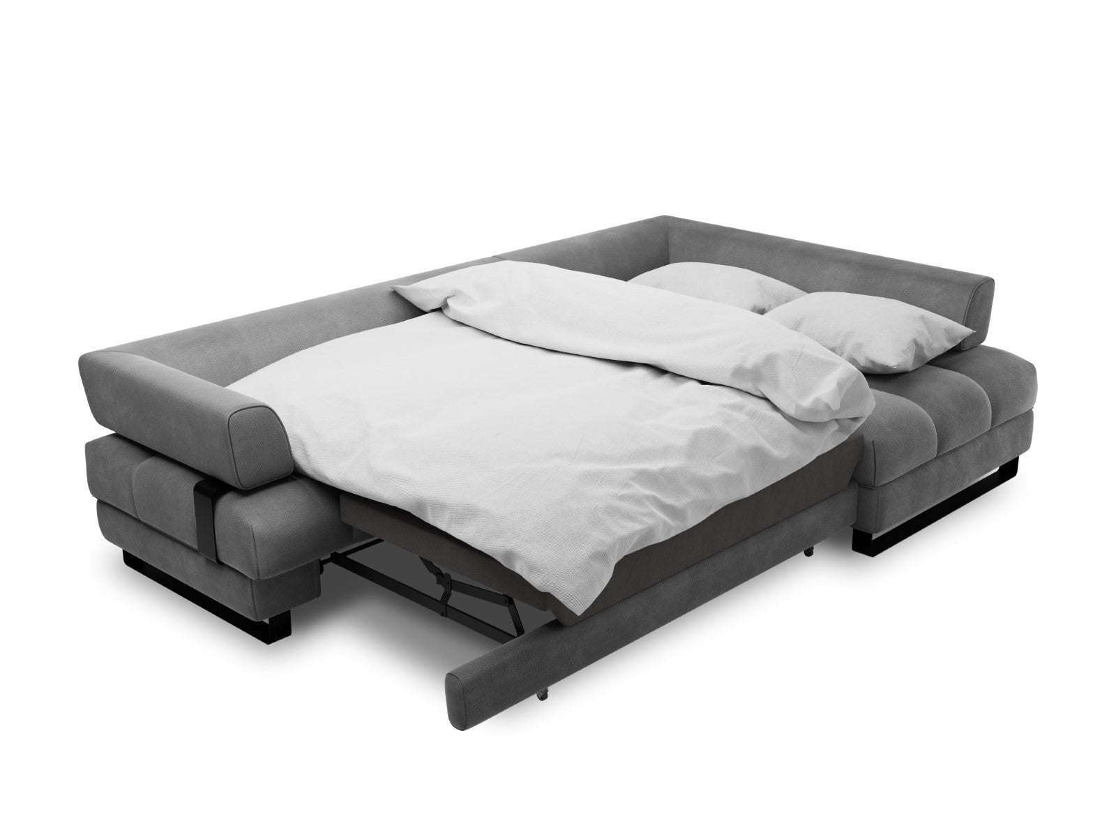 Cosmopolitan Design - Divano convertibile angolare destro con contenitore "Clinton" 5 posti in velluto grigio scuro 