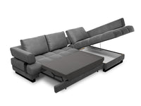 Cosmopolitan Design - Divano convertibile angolare destro con contenitore "Clinton" 5 posti in velluto grigio scuro 