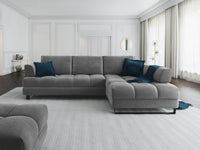 Cosmopolitan Design - Divano convertibile angolare destro con contenitore "Clinton" 5 posti in velluto grigio scuro 