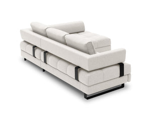 Cosmopolitan Design - Divano convertibile angolare destro con box "Clinton" 5 posti tessuto strutturato grigio chiaro 