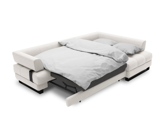 Cosmopolitan Design - Divano convertibile angolare destro con box "Clinton" 5 posti tessuto strutturato grigio chiaro 