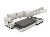 Cosmopolitan Design - Divano convertibile angolare destro con box "Clinton" 5 posti tessuto strutturato grigio chiaro 