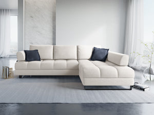 Cosmopolitan Design - Divano convertibile angolare destro con box "Clinton" 5 posti tessuto strutturato grigio chiaro 